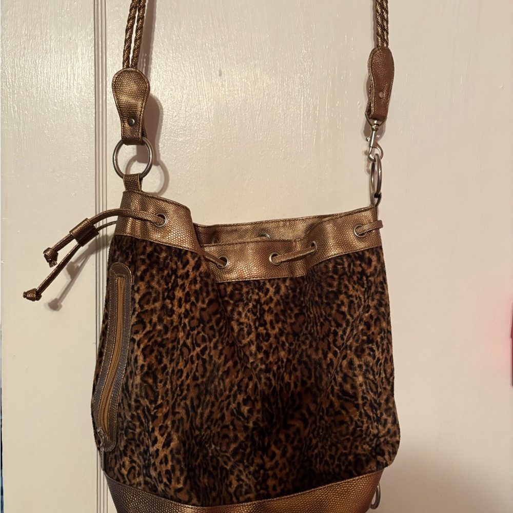 Leopard Print Bucket Bag